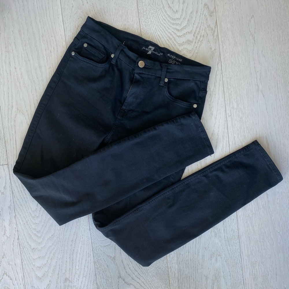 7 For All Mankind The High Waist Skinny Black Jeans